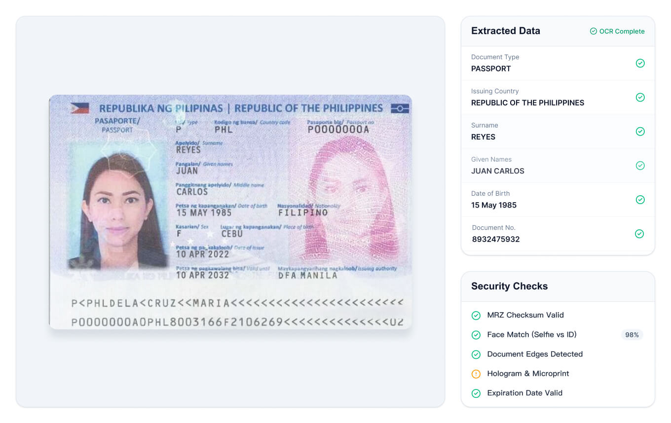 Document verification and OCR capabilities